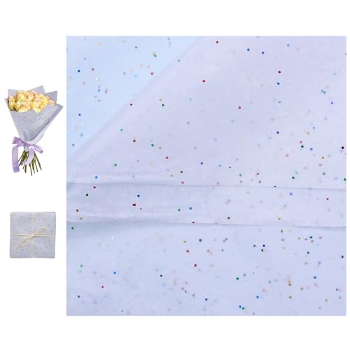 Ceihwa 20 Blätt Glitter Seidenpapier Bunt 50x66cm Transparentpapier zum Basteln Bastelpapier Tissue Paper Einpackpapier Seidenpapier zum Verpacken Geschenkpapier Verpackungsmaterial Geschenke für DIY von Ceihwa