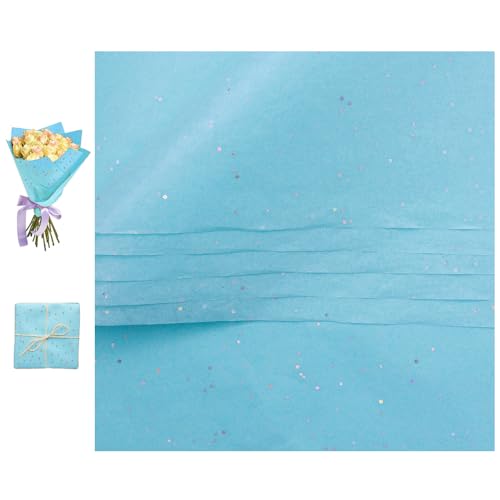 Ceihwa 20 Blätt Glitter Seidenpapier Bunt 50x66cm Transparentpapier zum Basteln Bastelpapier Tissue Paper Einpackpapier Seidenpapier zum Verpacken Geschenkpapier Verpackungsmaterial Geschenke für DIY von Ceihwa