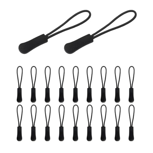 Ceihwa 20pcs Ersatz Zipper für Reißverschluss Anhänger zum Einfädeln Reißverschluss Zieher Schwarz Zipper Pulls Griff Reißverschluss Verlängerung Rutschfest Zipper Tag Reisverschlußzipper Set Plastik von Ceihwa