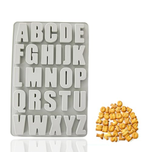 Ceihwa Silikonform Buchstaben Groß Schokoladen Silikonformen Gießformen Epoxidharz Formen Buchstaben Backformen Resin Silikonform Alphabet A-Z Seifenform Schokoladenform für DIY Basteln -Blau-Grau von Ceihwa