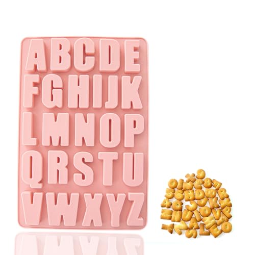 Ceihwa Silikonform Buchstaben Groß Schokoladen Silikonformen Gießformen Epoxidharz Formen Buchstaben Backformen Resin Silikonform Alphabet A-Z Seifenform Schokoladenform für DIY Basteln -Rosa von Ceihwa