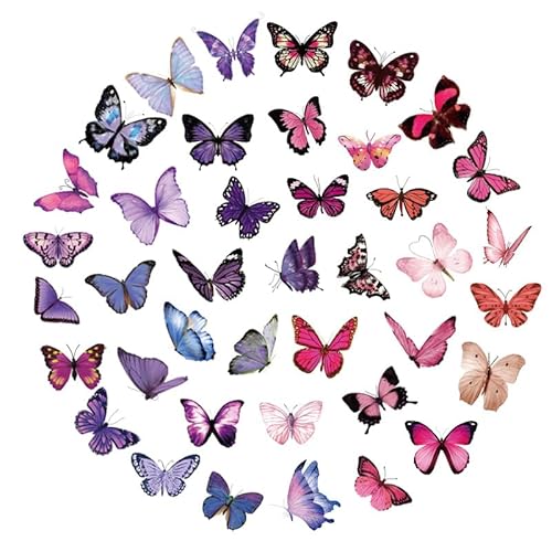 Ceihwa Sticker Schmetterlinge Selbstklebend Dekorative Aufkleber Vinyl Wasserfest Klein Schmetterling Aufkleber Transparent Scrapbooking Butterfly Stickers PET für Journal,Bullet,DIY Craft,Laptops von Ceihwa