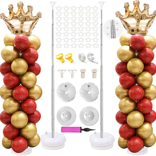 Ceither Ballonsäulenständer Kits (2er Set), 2 m Höhenverstellbare Ballonturmsäule mit Sockeln, Ballonständer für Partydekoration, Hochzeit, Geburtstag von Ceither