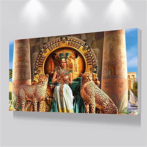 5D DIY Diamond Painting Kit, Ägypten Leopard Diamant Painting Bilder für Erwachsene Kinder Malen nach Zahlen Vollbohrer Kristall Strass Stickerei Mosaik Malerei für Zuhause/Dekor Square Drill 40x80cm von Cekog