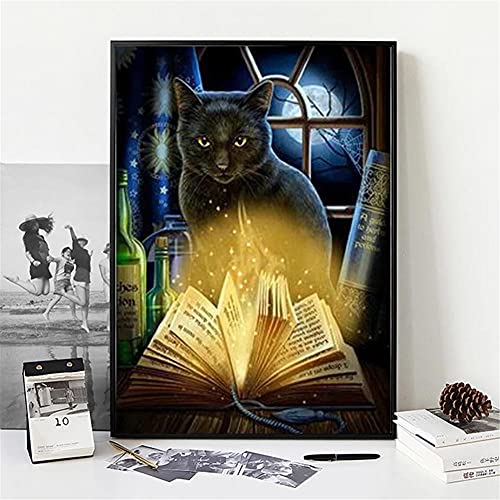 5D Diamond Painting Set groß,Katze Mond DIY Diamant Painting Kit für Erwachsene Kinder,Kristall Strass Stickerei Kreuzstich Kunst,Wohnzimmer Schlafzimmer Büro Wand Dekoration Square Drill 30x40cm von Cekog