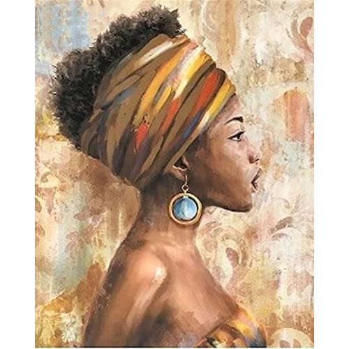 Afrikanische Frau Malen nach Zahlen,DIY Handgemalt Ölgemälde Malerei auf Leinwand Kinder Anfänger Malsets mit Pinseln Acrylic Paintby Numbers Kits Haus Wand Decor Geschenk 40x50cm Ohne Rahmen von Cekog