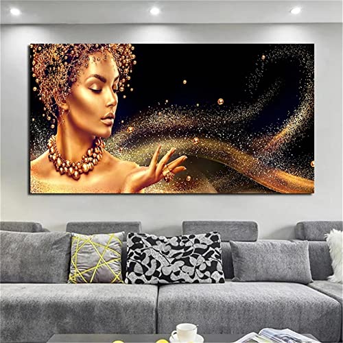 Cekog 5D DIY Diamond Painting Kit, Afrikanische Frau Diamant Painting Bilder für Erwachsene Kinder Malen nach Zahlen Vollbohrer Strass Stickerei Mosaik Malerei für Zuhause/Dekor Round Drill 50x100cm von Cekog