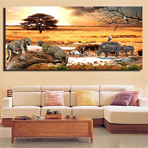 Cekog 5D DIY Diamond Painting Kit, Afrikanische Tiere Diamant Painting Bilder für Erwachsene Kinder Malen nach Zahlen Vollbohrer Strass Stickerei Mosaik Malerei für Zuhause/Dekor Round Drill 70x140cm von Cekog