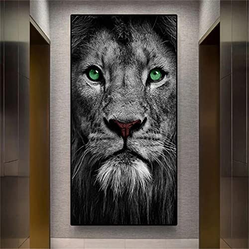 Diamond Painting Set, Grünäugiger Löwe DIY 5D Diamant Painting Bilder Full Groß Kristall Strass Stickerei Diamant Malerei Kits für Wohnzimmer Schlafzimmer Büro Wand Dekoration Square Drill 100x200cm von Cekog