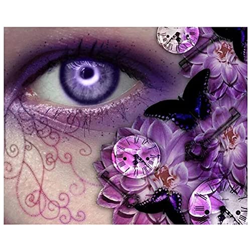 Diamond Painting kits Full Drill Schmetterling lila Auge,5D DIY Groß Diamant Gemälde Erwachsene Kristall Strass Stickerei Kreuzstich Leinwand Malerei Art Crafts for Home Wall Décor Round Drill 30x40cm von Cekog