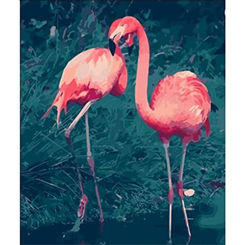 Flamingo Malen nach Zahlen Erwachsene,DIY Handgemalt Ölgemälde Malerei auf Leinwand Kinder Anfänger Malsets mit Pinseln Acrylic Paintby Numbers Kits Haus Wand Decor Geschenk 40x50cm Ohne Rahmen von Cekog