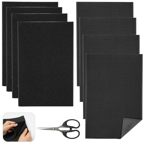 Celepoir Klettband zum Nähen mit Schere, 4er-Pack Klettverschluss zum Nähen A4, Schwarz Klettband Breit 20x30cm, Klett zum Nähen, Klettverschlüsse für Stoff, Textilien, Kleidung, Kissen, Wandbildern von Celepoir