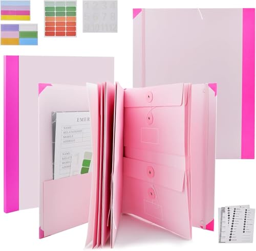 If I Die Binder, in Case I Go Missing Binder, Folio-Dokumenten-Organizer, wichtiger Dokumenten-Organizer, The Life Book-Dokumenten-Organizer, Mehrzweck-Aktenordner für Heimbüros (Rosa) von CelestiMingle