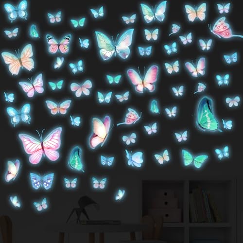 Celestia 3D Schmetterlinge Leuchtend Wandtattoo, Leuchtsticker Schmetterling Wandaufkleber, Luminous Schmetterling Wandsticker Schmetterlinge Deko für Wohnzimmer Schlafzimmer Kinderzimmer Wanddeko von Celestia