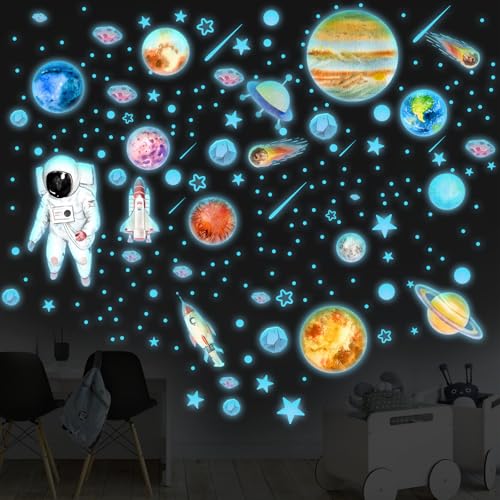 Celestia Leuchtsterne Kinderzimmer Selbstklebend, Planeten Wandsticker Leuchtend, Leuchtende Sterne Für Kinderzimmer, Sonnensystem Leuchtsticker pour La Décoration von Celestia