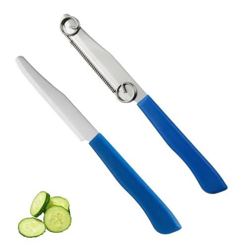 2 Stück Zaubermesser Zaubermesser 3-in-1-Multifunktions Fruit Peeling Knife Schnelles Schneidemesser Zaubermesser mit Verstellbarer Feder Edelstahl Kartoffelschäler mit Abnehmbarer Feder für Küche von Celiodd