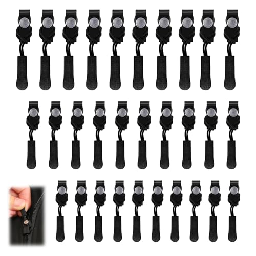 30 PCS Reißverschluss Zipper Reissverschluss Reparatur Set Reisverschluss-Zipper Ersatz Reissverschluss Zipper 3 Größen Geeignet für Jacken Koffer Rucksäcke und Mehr (Schwarz) von Celiodd