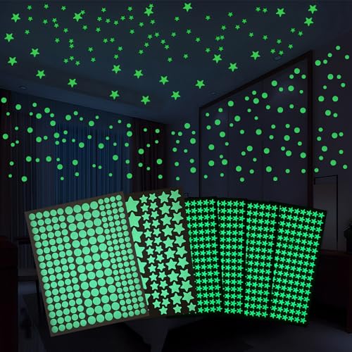 869 Pcs Leuchtsterne Selbstklebend Leucht Sterne Fluoreszierende Sterne Leuchtend Selbstklebend Nachtleuchtende Leuchtende Sterne FüR Kinderzimmer Klebesterne Leuchtend Im Dunkeln Diy Dekoration von Celiodd