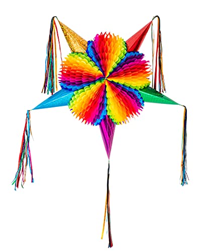 Celly Party Mexikanische Stern-Piñata – Festliche Regenbogen-bunte Pinatas Party-Dekorationen – 81,3 cm große Authentica-Geburtstags-Piñata für Kindergeburtstag, Dia de Los Muertos – große gemischte von Celly Party
