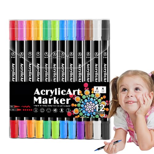 Celuicion Acryl-Marker-Set, Acryl-Pinselmarker | Acrylmalstifte mit Pinselspitze und Punktspitze | Acryl-Marker zum Ausmalen, kreatives Basteln, Kunstbedarf für Kinder und Erwachsene von Celuicion