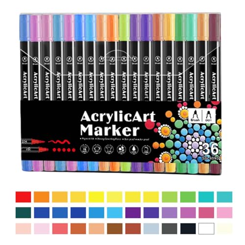 Celuicion Acrylfarbenstifte, Acrylfarbenmarker, Bunte Marker mit Pinselspitze und Punktspitze für Felsmalerei, Acryl-Marker zum Ausmalen, kreatives Basteln, Kunstbedarf für Kinder und Erwachsene von Celuicion