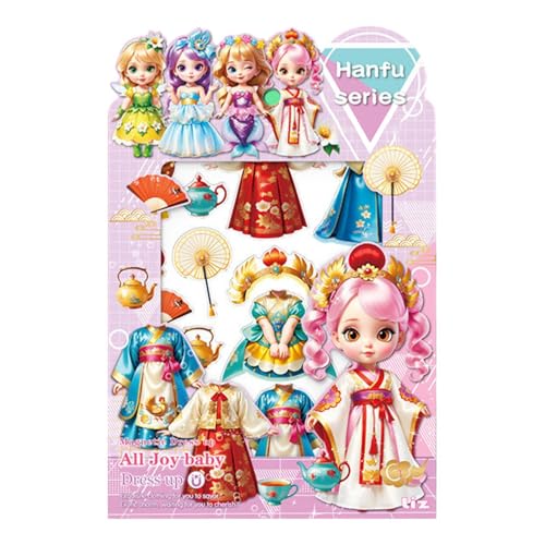 Celuicion Magnetische Puppen-Anziehsets, magnetische Anzieh-Prinzessin, Rollenspiel-Magnet PrincessOutfit, Kreative modische Kleidung, Papierpuppe zum Geburtstag, Weihnachten von Celuicion