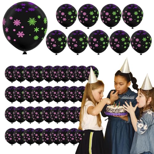 Im Dunkeln leuchtende Luftballons,Weihnachts-Neonballons | 50 Stück Latex-Neonballons 12 Zoll fluoreszierende Ballons,Schwarzlicht-Schneeflocken-Weihnachtsdekoration, Elch-Leuchtballons für den Abschl von Celuicion