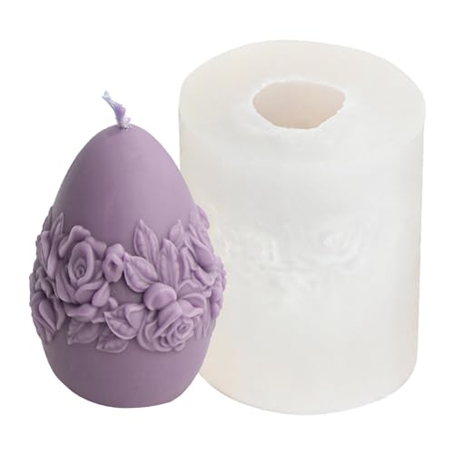 Ostern Eier Silikonform Kerzenformen, Geprägte Rosenblüte Eier Silikonform Antihaft Süßigkeiten Backform Silikon Kerzen Gießform Seifenform Kerze Silikonform Für Ostern Dekoration von Celuicion