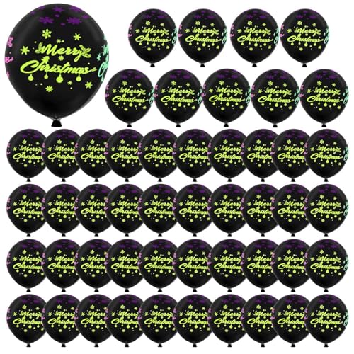 Weihnachtliche fluoreszierende Luftballons,Weihnachtsleuchtende Luftballons | 50 Stück 12 Zoll Neonballons Latex fluoreszierende Ballons | Schwarzlicht-Schneeflocken-Weihnachtsdekoration, Elch-Leuchtb von Celuicion