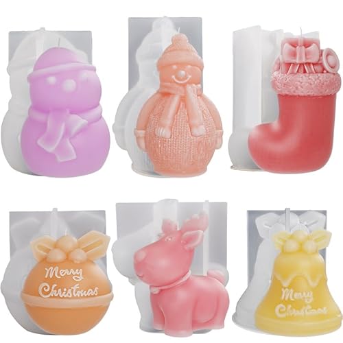 4 Stück Kerzen Silikonformen Weihnachten,Kerzenformen zum Gießen,Kerzen Selber Machen Set,Bubble Kerzenform,DIY Snowman Christmas Candle Moulds von CemELi