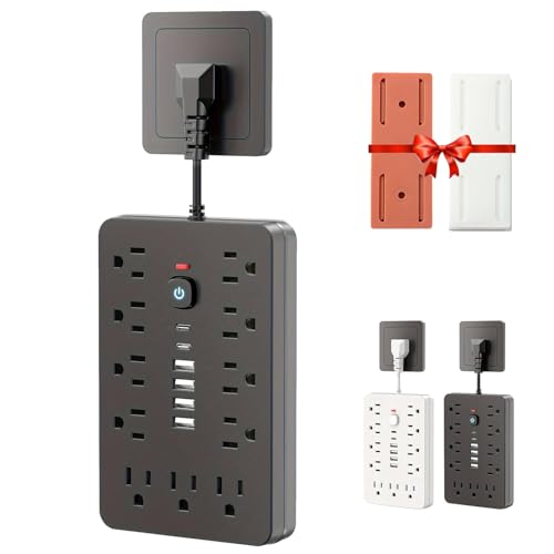 17 In 1 Surge Protector Power Strip, Power Strip with USB Ports, 1 Count Flat Plug Power Strip with 11 Outlet, 4 USB Ports, 17-in-1 Multi-Functional Power Strip with Switch (0.08M /0.3 Ft,Black) von Cemssitu