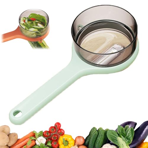 Cemssitu Multifunctional Peeler with Storage Bucket, Peeling Knife with Storage Box, Build-In Potato Eye Remover, Bidirectional Cutter Head Fruit Vegetable Peeler (Green) von Cemssitu