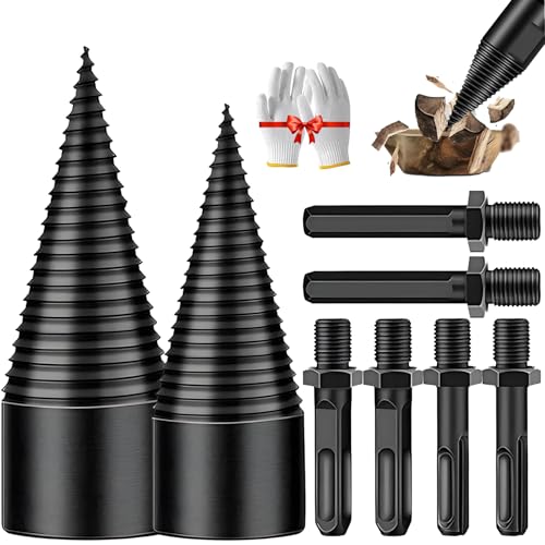 Shirem Easysplit Drill Bit, Sherem Easy Split Drill Bit Wood Splitter, Sherem Easysplit Drill Bit, 32mm/42mm Wood Log Splitter Firewood Drill Bit, Removable Wood Splitter Drill Bits (MIX) von Cemssitu