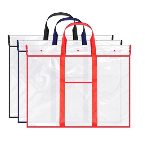 3er-Pack Große Poster-Aufbewahrungstasche, Pinnwandhalter, Kunst-PVC-Ordner mit Tasche, Transparenter Kunst-Portfolio-Organizer von Cenei