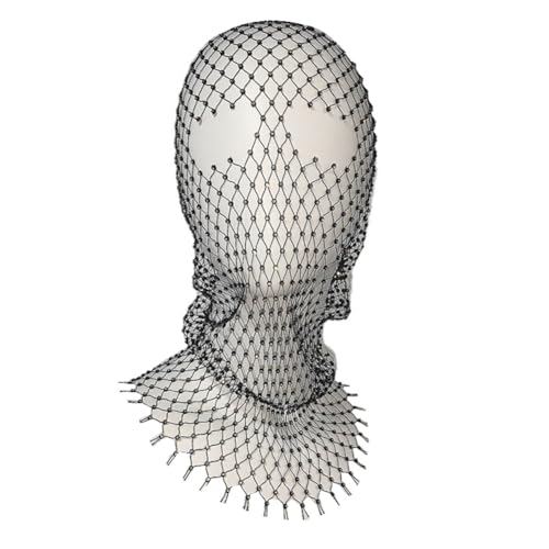 Cenei Juwelenbesetzte Strass-Netzmaske, Funkelnde Karnevals-Kopfbedeckung, Nachtclub-Accessoires für Damen, Schwarz von Cenei