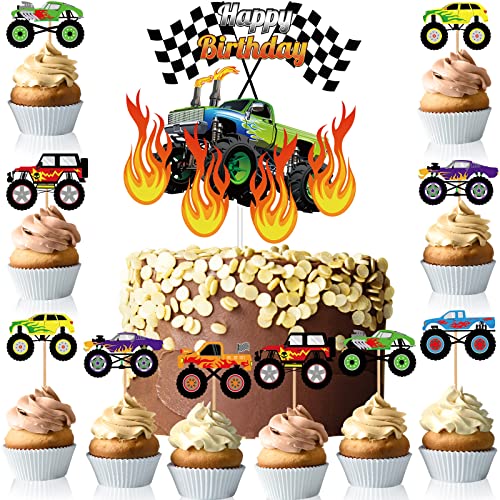 48 Stück LKW Kuchenaufsatz Geburtstag Partyzubehör Bau Kuchenaufsatz LKW Auto Kuchendekorationen Cupcake Aufsatz LKW Thema Geburtstag Zubehör für Kinder Jungen Geburtstag Babyparty Party von Censen