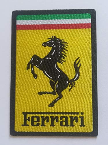 Centro Ricami Stickerei-Aufnäher aus HD/Jacquard (hohe Definition), rechteckig, Ferrari zum Aufbügeln, Mikrofaden, Maße: H cm 4,5 x L. 6,5 cm, hergestellt in Italien. von Centro Ricami