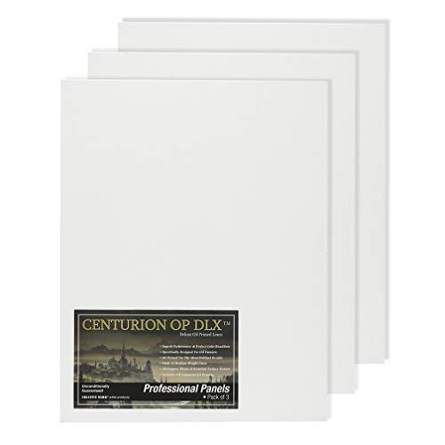 Centurion Deluxe Professionelle ölgrundierte Leinen-Leinwand, 45,7 x 61 cm, 3 Stück Leinwände für Malerei, Kunstwerke und mehr von Centurion