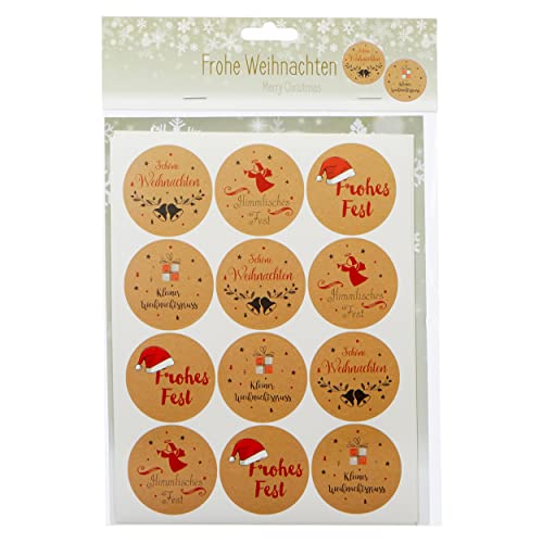 Cepewa Aufkleber Sticker Set 48 Stück Sprüche Weihnachten Advent für Geschenke Verschiedene Designs (Weihnachtsgrüße braun) von Cepewa