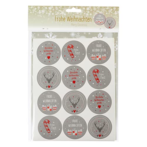 Cepewa Aufkleber Sticker Set 48 Stück Sprüche Weihnachten Advent für Geschenke Verschiedene Designs (Weihnachtsgrüße grau) von Cepewa