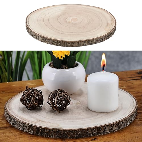 Cepewa Baumscheibe Holzscheibe │ Paulownia Naturprodukt 25x26x2cm│Scheibe Holz Holzplatte Dekoelement (1 x Baumscheibe 25x26x2cm) von Cepewa