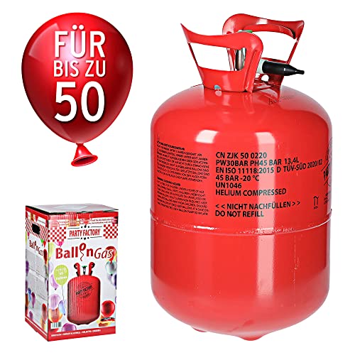 Helium Ballongas für 50 Ballons | Heliumflasche Gasfüllung Folie | Luftballons | Party Factory Heliumgas für Hochzeiten (1 x Ballongas 50) von Cepewa