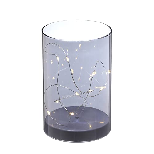 Cepewa LED Lichterglas | 9x15cm warmweiß Glas Kunststoff Kupferdrahtkette 10 Led's | Lichterkette Leuchtglas Timerfunktion von Cepewa