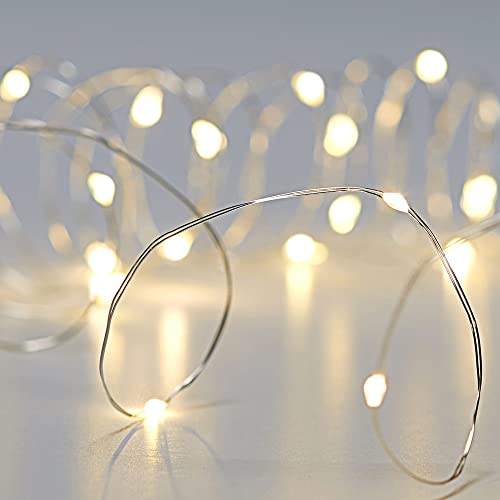 Cepewa Mikro Draht Lichterkette Stern warmweiß silber Batterie Deko Beleuchtung Weihnachten Timer (1 x 10 LED Mikro-Draht Lichterkette 120cm) von Cepewa