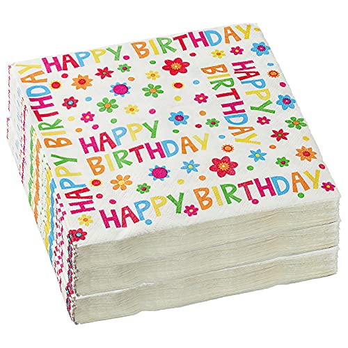 Servietten 60er Set │ Motiv Geburtstag "Happy Birthday" │ 3lagige Papierserviette 33x33cm │stoffähnlich Tuch Partyzubehör (60er Set Serviette "Happy Birthday") von Cepewa