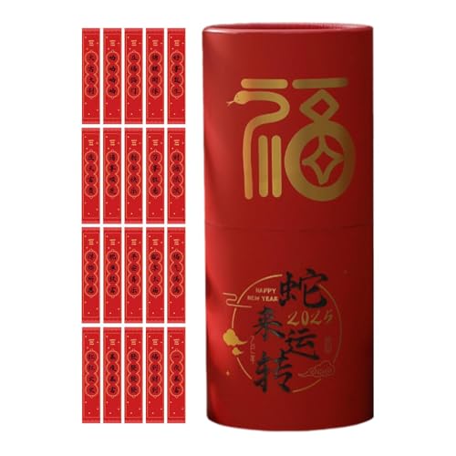 2025 Snake Year Envelope Tube, Year of the Snake Red Envelopes, Handwritten Note, Red Envelope Holder, Chinese New Year Present Packaging, New Year Red Envelopes Box for Chinese New Year von Ceprznvey