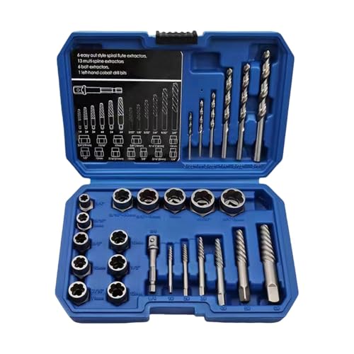 Bolt Extractor Set, Bolt Removal Kit, 26-Pieces Nut and Lug Remover Tool with Drill Bits for Rusted Stripped Rounded-Off Fasteners, 9.84x5.91x1.57 inches Box, High-Strength 40Gr von Ceprznvey