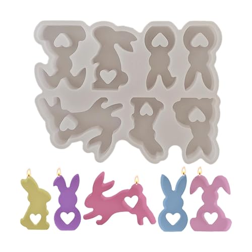 Bunny Candle Molds, Wiederverwendbare Bunny Shape Silikon Soap Mold, 7 Hohlräume Silikon Home Parties Decorations Resin Mould, Soap Making Supplies for Easter, Mid-Autumn Festival, Halloween von Ceprznvey