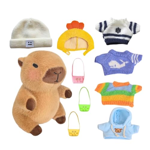 Capybara Stuffed Animal, Capybara Plüsch, Plüschtier, Cartoon-Puppe, enthält weiche und umwerfbare Kleidung, lustig, mit fantasievollen Ermutigungen, ply Enhances Creativity Family-Friendly, 24 cm von Ceprznvey