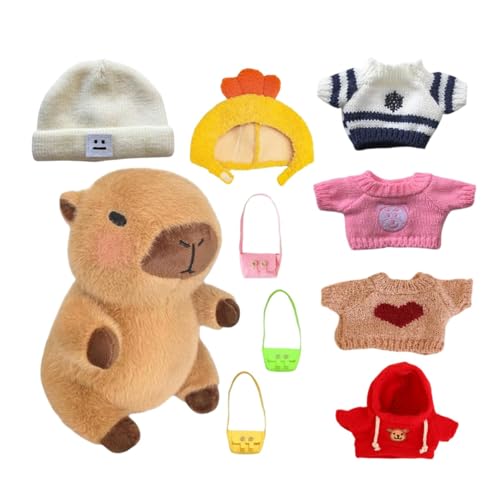 Capybara Stuffed Animal, Capybara Plüsch, Plüschtier, Cartoon-Puppe, enthält weiche und umwerfbare Kleidung, lustig, mit fantasievollen Ermutigungen, ply Enhances Creativity Family-Friendly, 24 cm von Ceprznvey